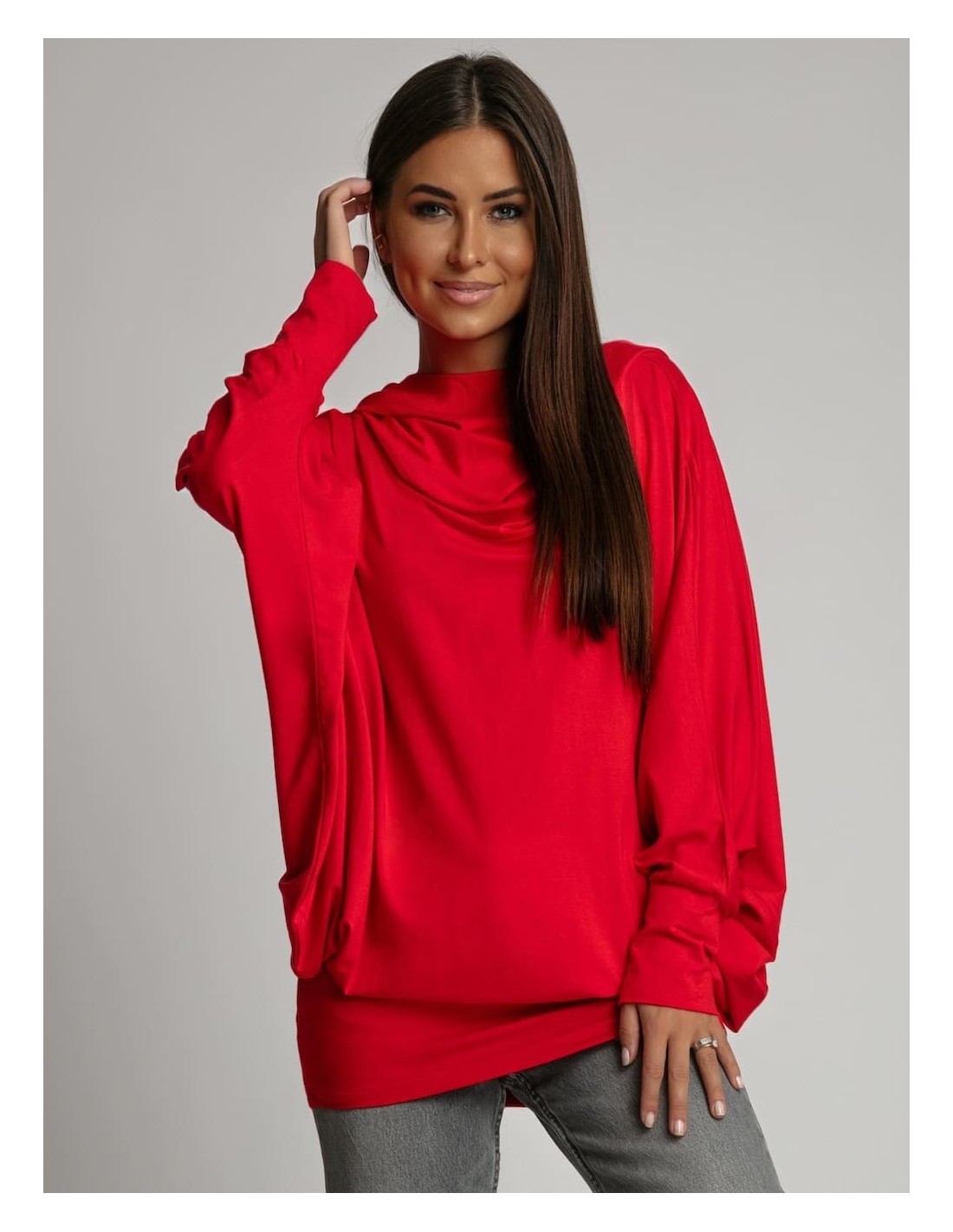 Multifunctional dress/tunic/hoodie 3 in 1 red FG620